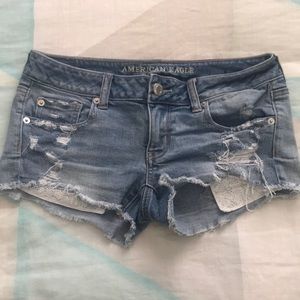 Ripped denim shorts